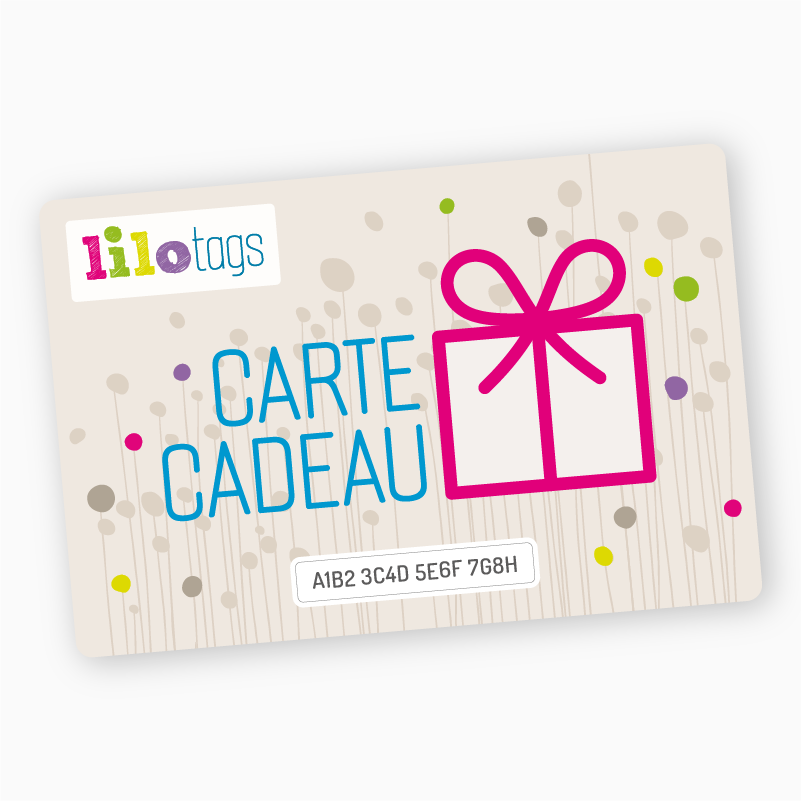 Visuel de la Carte Cadeau LILOTGAS pour offrir des étiquettes adhésives ou thermocollantes personnalisables