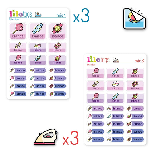 Pack Économique Crèche 135 Étiquettes Personnalisées Adhésives et Thermocollantes Enfants