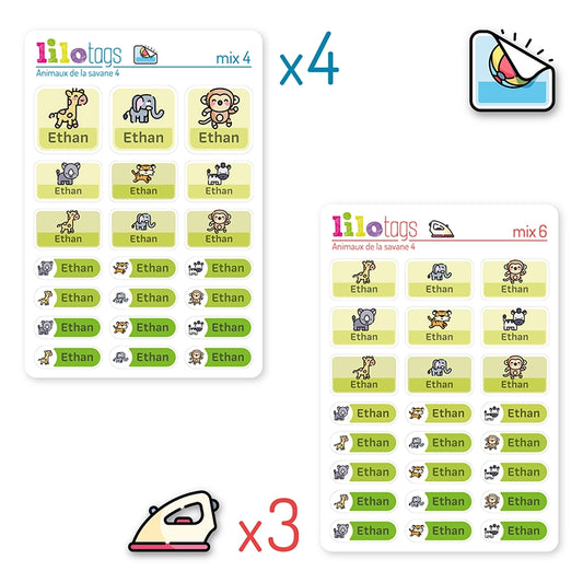 Pack Économique Maternelle 156 Étiquettes Personnalisées Adhésives et Thermocollantes Enfants