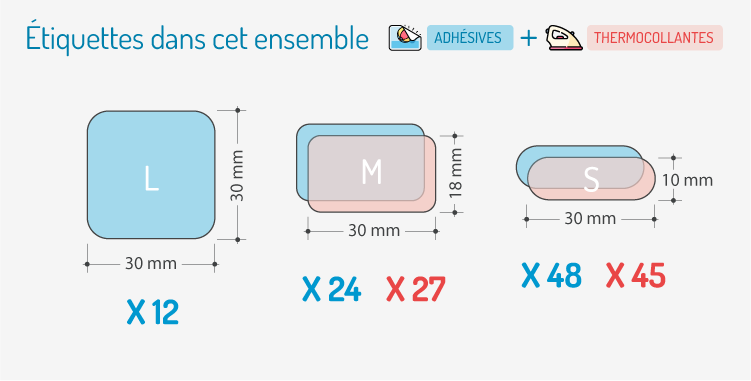 Dimensions 156 Étiquettes Autocollantes et Thermocollantes Personnalisées Enfants Pack Économique Maternelle
