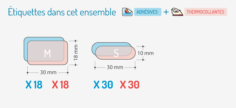 Dimensions 96 Étiquettes Autocollantes et Thermocollantes Personnalisées Enfants Pack Économique Vêtements