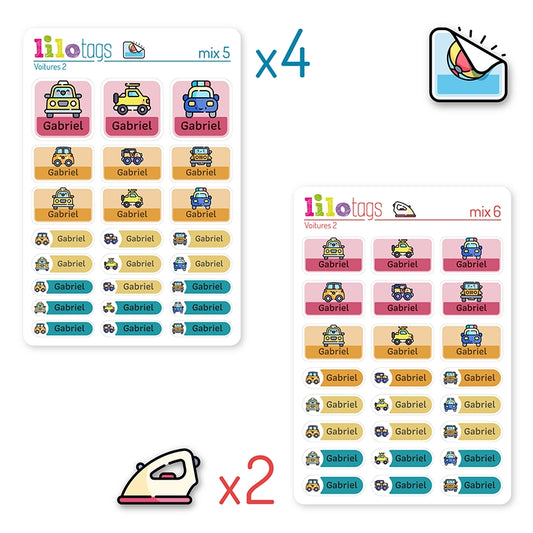 Pack Économique Voyage Scolaire 144 Étiquettes Personnalisées Adhésives et Thermocollantes Enfants