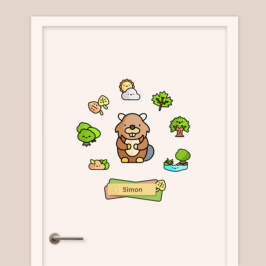 Stickers enfant décoratifs personnalisés avec prénom pour porte ou murs thème Animaux