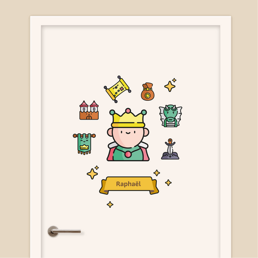 Stickers enfant décoratifs personnalisés avec prénom pour porte ou murs thème Contes et Légendes, fées, licornes et magie