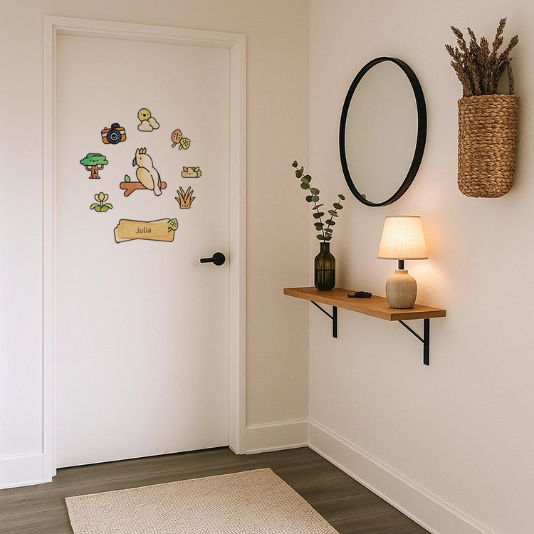 Stickers enfant décoratifs personnalisés avec prénom pour porte ou murs thème  animaux