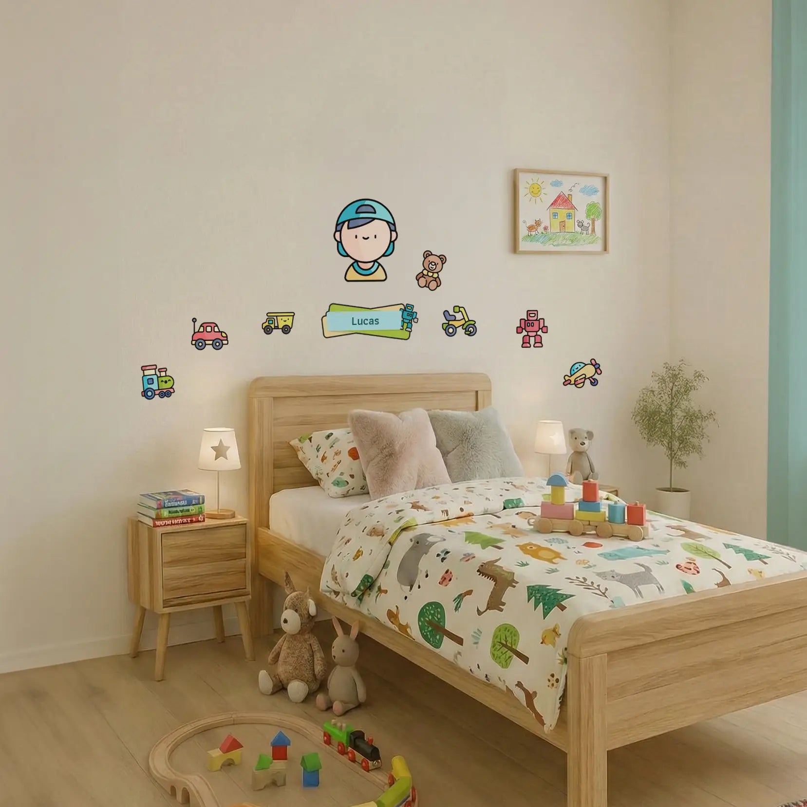 Stickers enfant décoratifs personnalisés avec prénom pour porte ou murs thème jouets et loisirs